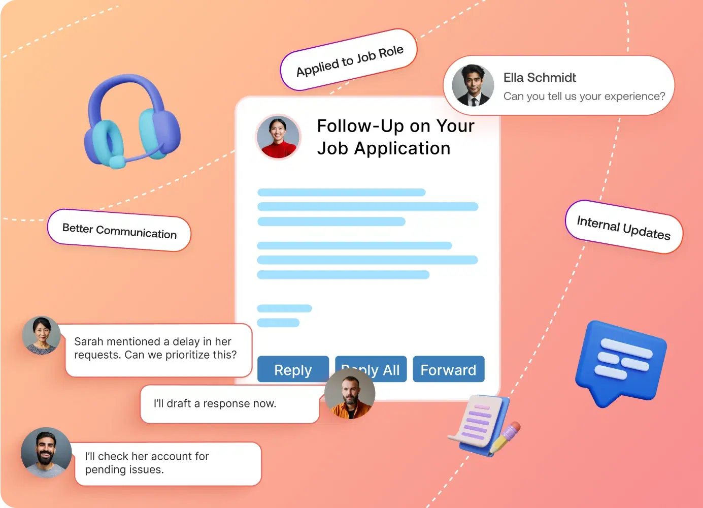Streamlined HR chat interface illustration